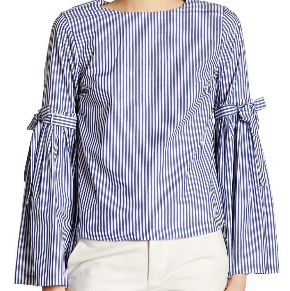 Tre Chic Catherine Malandrino Striped Tie Shirt